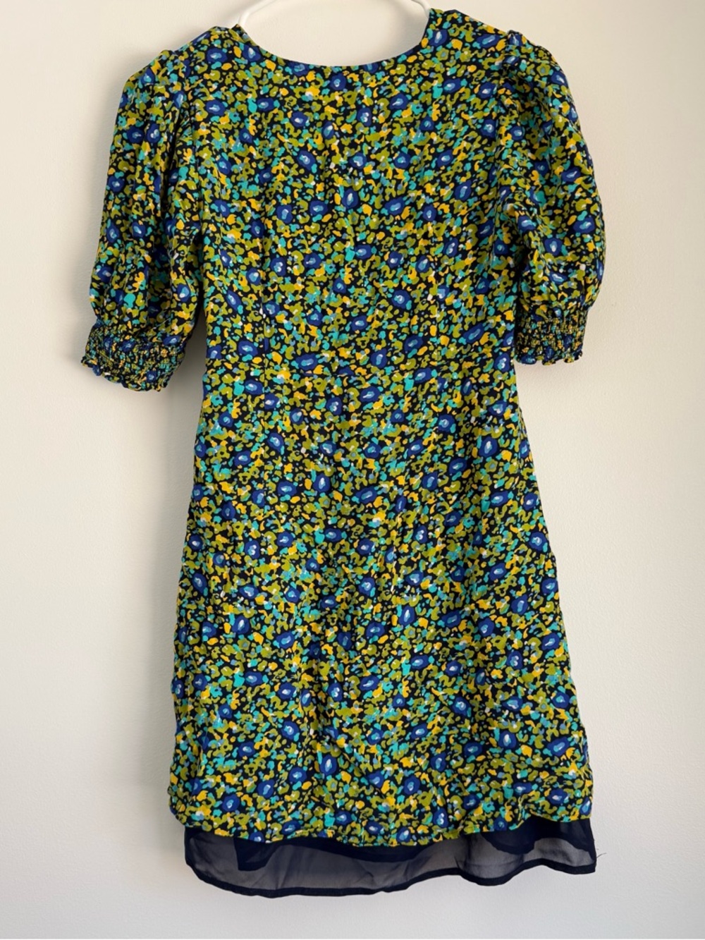 Rails Roma Dress Abstract Garden Print Green Blue Short Sleeve Size Small - Picture 7 of 10